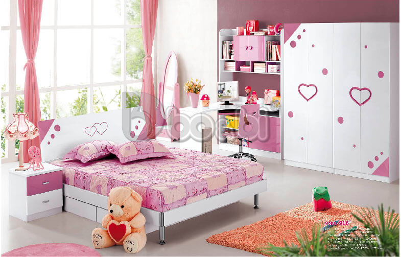 Bộ phòng ngủ màu hồng nhập khẩu BB KBY916-1